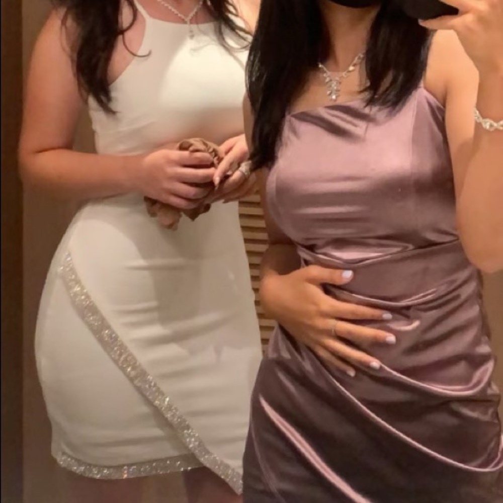 WHITE AND SILVER FORMAL DRESS